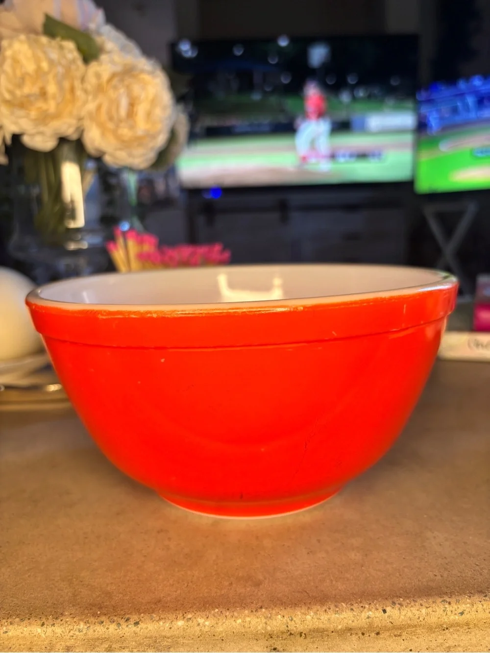 Vintage Pyrex 402 Primary Colors Red Mixing Bowl 1.5 Qt 7” Early USA